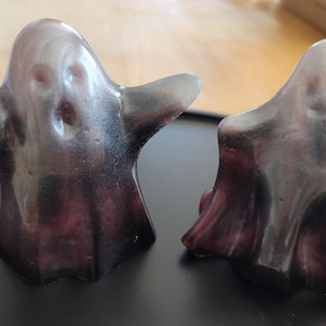 Resin Ghosts, Set of Two, Ghost, Red, Black and White, Glitter, Halloween, Decoration, Decor, Epoxy Resin, Spooky, Cute