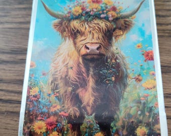 Highland Cow Slide Top Notions Tin: Sewing, Knitting, Pill Box