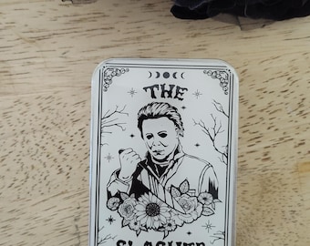 Michael Myers Tarot Card Notions Tin: Halloween Horror Movie Resin Box Storage Container