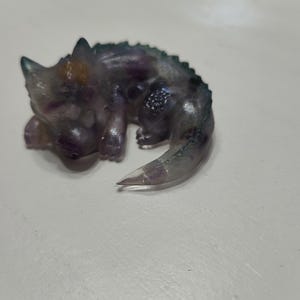 Sleeping Baby Dragon, Clear with Colored Stones, Figurine, Knick Knack, Decorative, Decorations