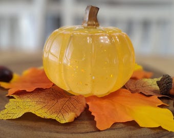 Glow in the Dark Pumpkin Jar: Hand-Poured Glitter Epoxy Resin Trinket