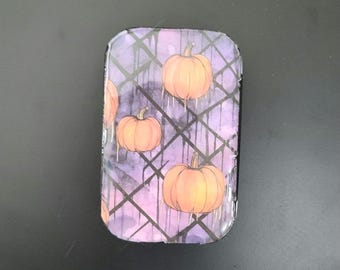 Pumpkin Resin Notions Tin: Gothic Halloween Pill Box