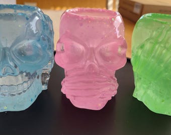 Glow in the Dark Skull Planters: Hear, See, Speak No Evil - Set of 3