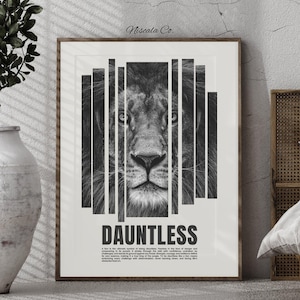 Lion Printable Art, Black and White Lion Wall Decor, Digital Download, Monochrome Wall Print