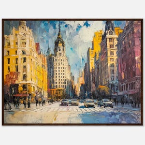 Metropolis Oil Painting, Cityscape, Buildings, Skyscrapers, City Skyline, Urban Landscape, City Street Art,
