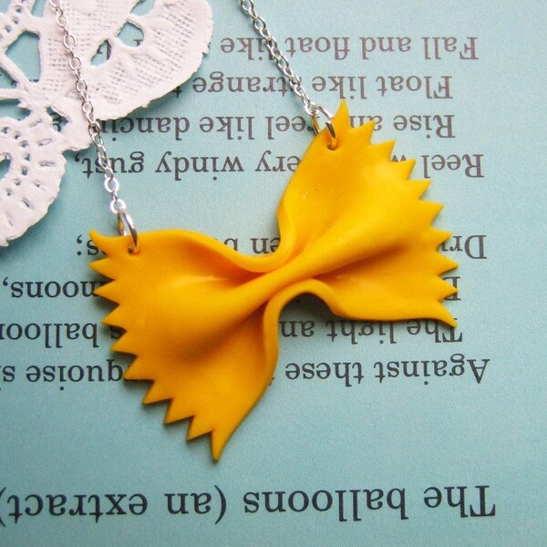 Giant Yellow Pasta Bow Necklace