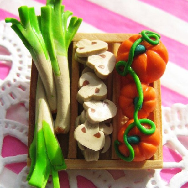 Crate Of  Winter Vegetables Pin Brooch
