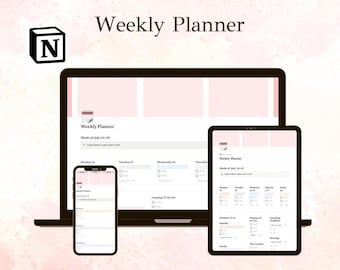 Minimalistischer Wochenplaner | Notion Vorlage | Einfach, Erschwinglich & Produktiv