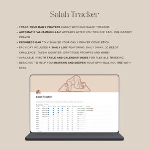 Salah tracker page in Notion for daily prayer logging and progress tracking.