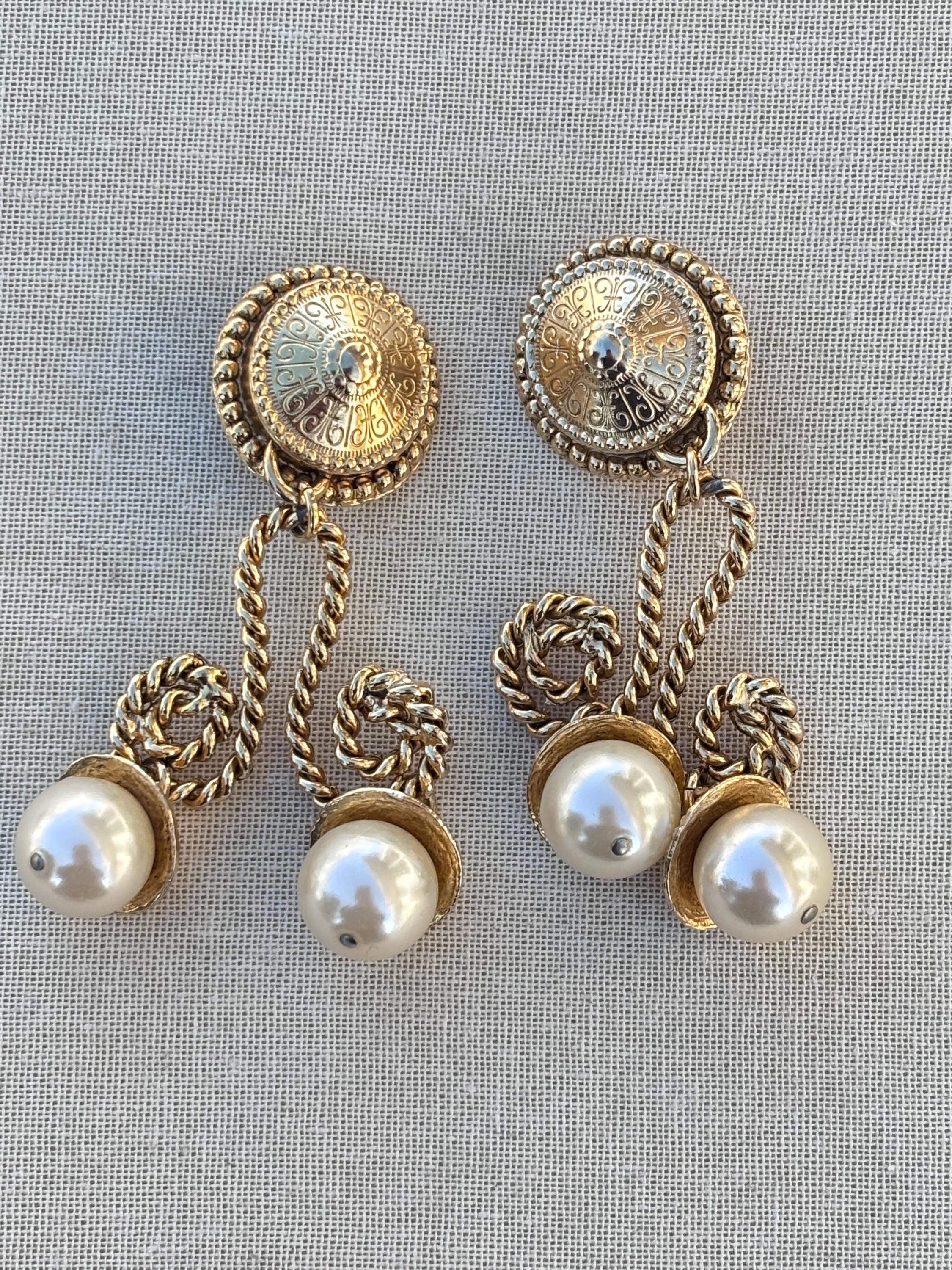 Clips à Cheveux Vintage Années 80 Beverley Hamburg - Étain Doré Et Cristal, Taille XXL (74x35mm)