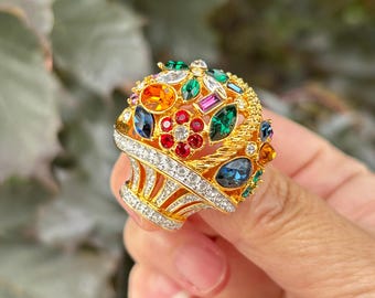 Kenneth Jay Lane Brooch | KJL Flower Basket Pin