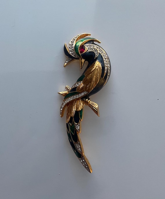 ヴィンテージ ドルラン エナメル＆ラインストーン パラダイス バード
