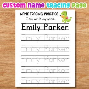 Pre-K Custom Name Tracing Worksheet, Name Writing Practice, Personalized Name Trace Worksheet, Practice Writing, Name Tracing Preschool Kids