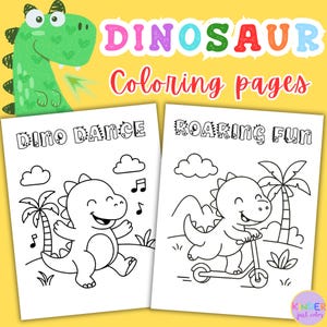Dinosaur Coloring Pages for Kids, Cute Dino for Preschool Kindergarten Toddler, Easy Coloring Sheet Printable, Fun Dino Sheet for Boy & Girl
