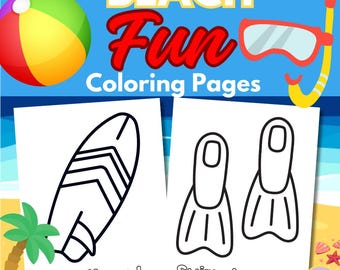 Beach Fun Coloring Pages: Summer Vacation Activity (printable PDF) - Etsy