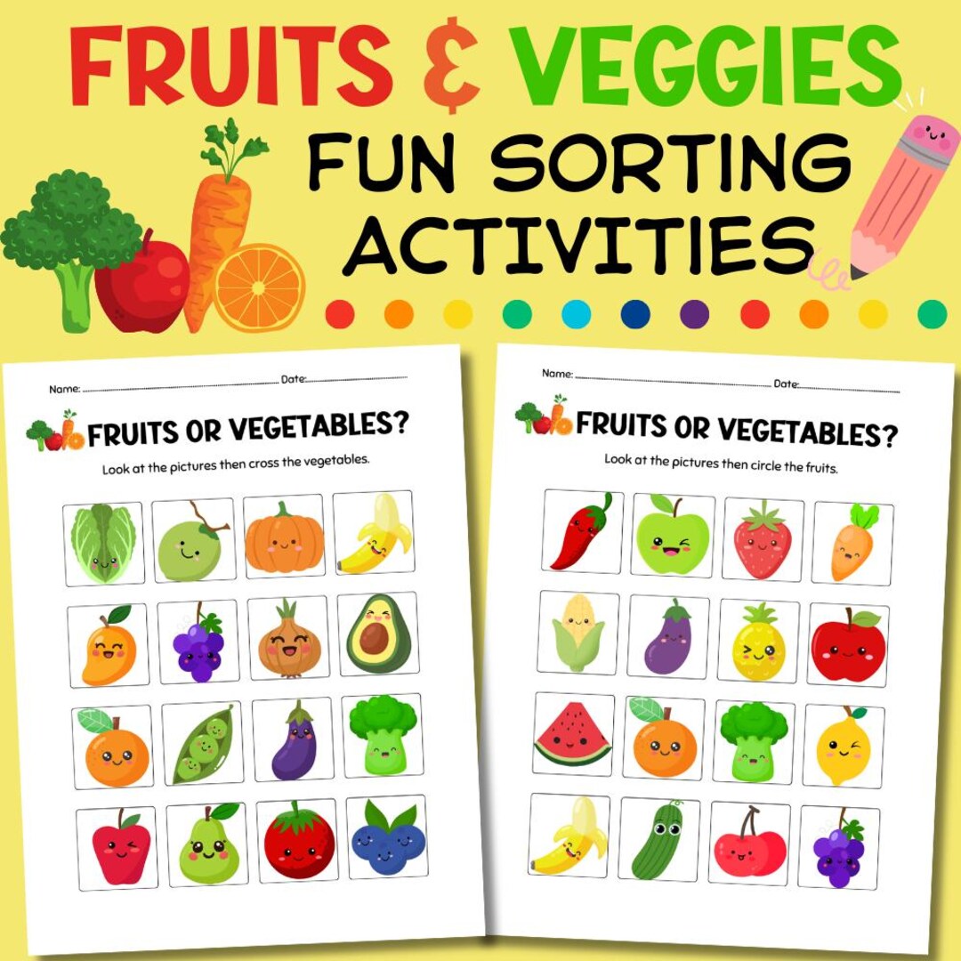 Fruits Vegetables Sorting, Cross and Circle Sort Worksheet, Montessori ...
