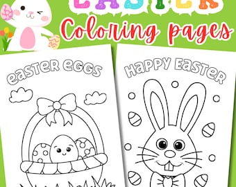 Easter Bunny Coloring Pages, Spring Activity (PDF Printable)
