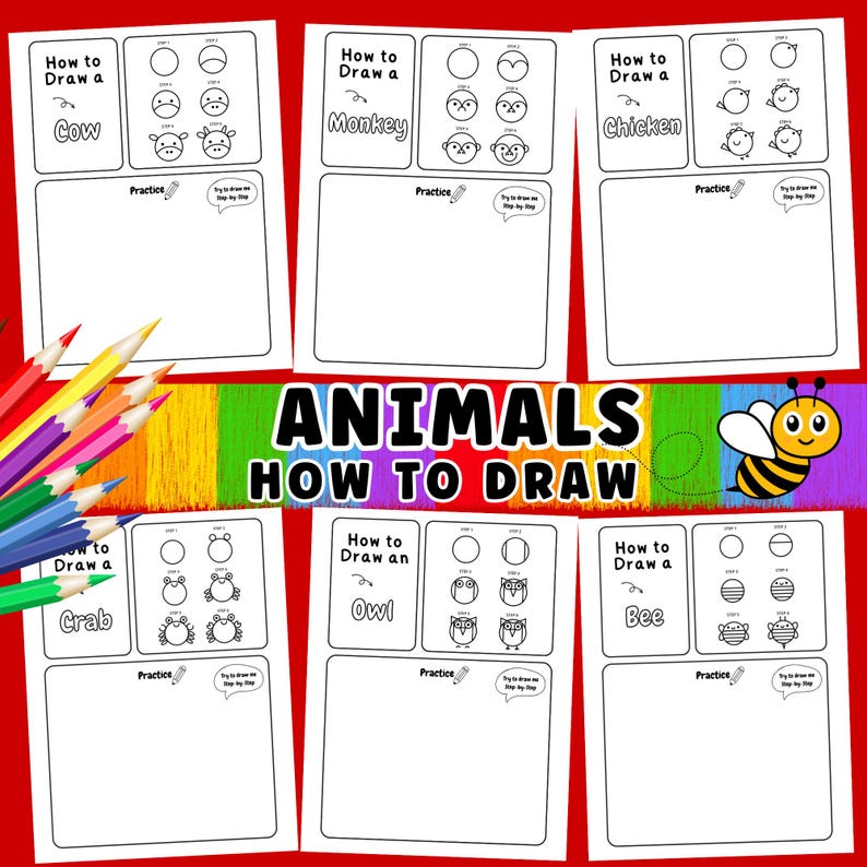 How to Draw Animals Step by Step | Directed Drawing Worksheets ...