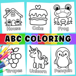 Páginas para colorear del alfabeto ABC para imprimir, hojas de trabajo para preescolar, jardín de infantes, actividad de reconocimiento de letras para niños pequeños que estudian en casa