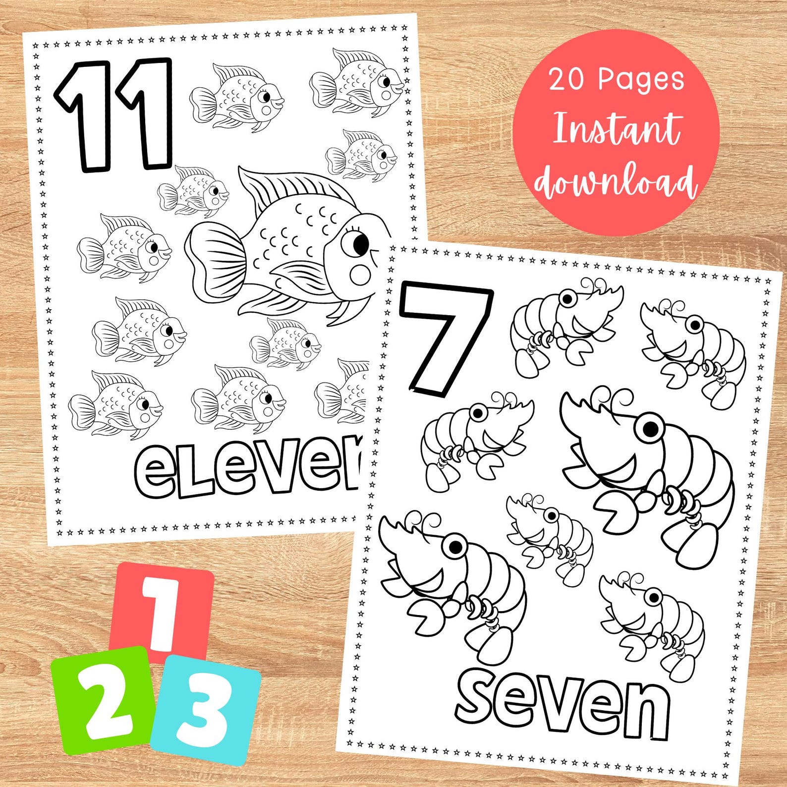 Number 1-20 Coloring Pages, Ocean Animals Coloring | Counting Numbers ...