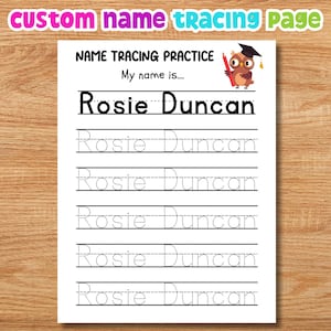 Preschool Custom Name Tracing Worksheet, Name Writing Practice, Personalized Name Trace Worksheet, Practice Writing, Name Tracing for Kids