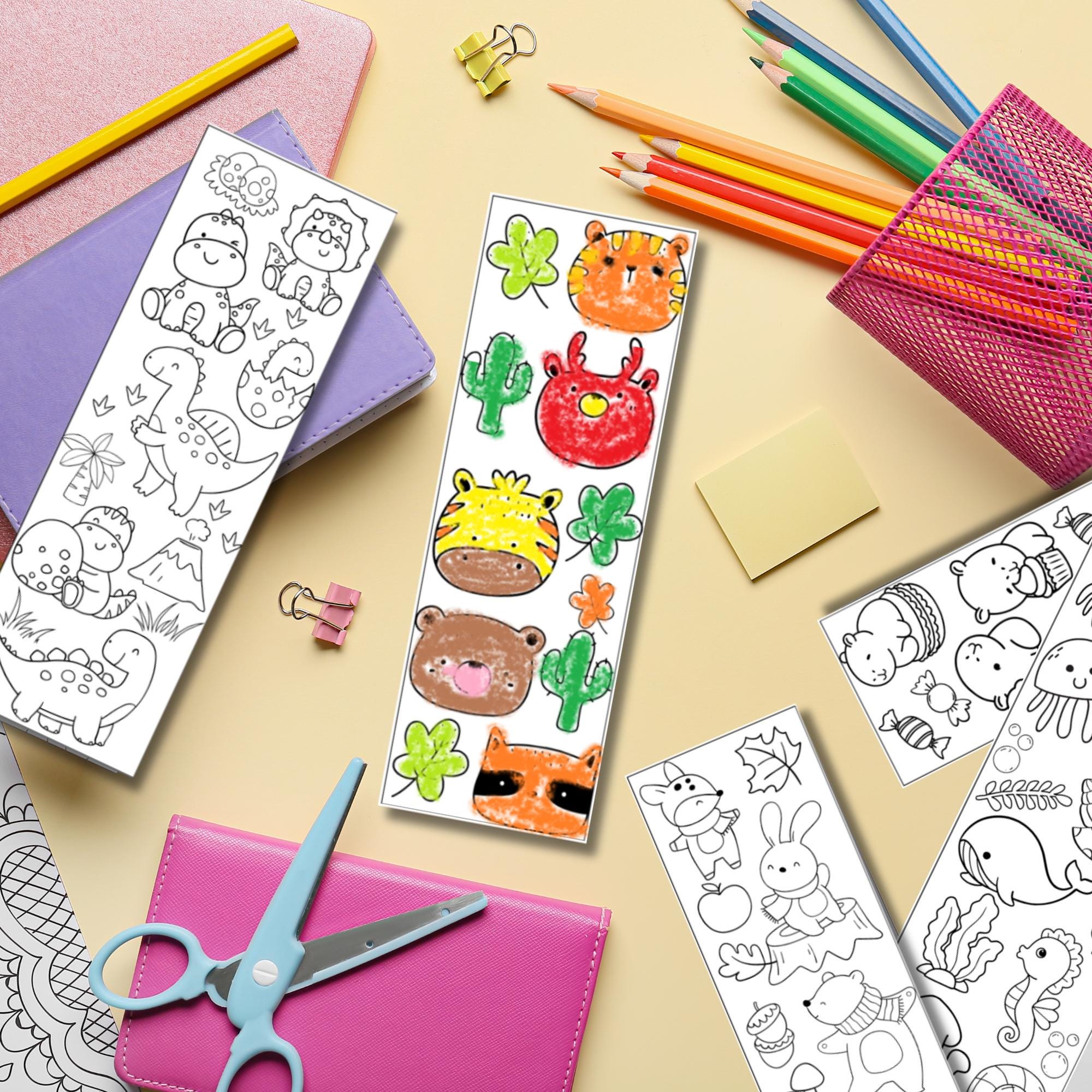 Animal Coloring Bookmarks for Kids: Printable DIY Craft (PDF) - Etsy