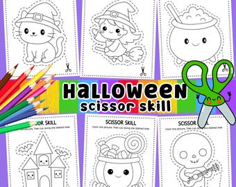 Halloween Scissor Skills: Preschool Cutting Practice Worksheets (PDF)