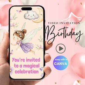 Fairy Princess Birthday Video Invitation Kids Magical Girl Birthday Party Invite Editable Invitation Template Kids Birthday Evite Girl Video