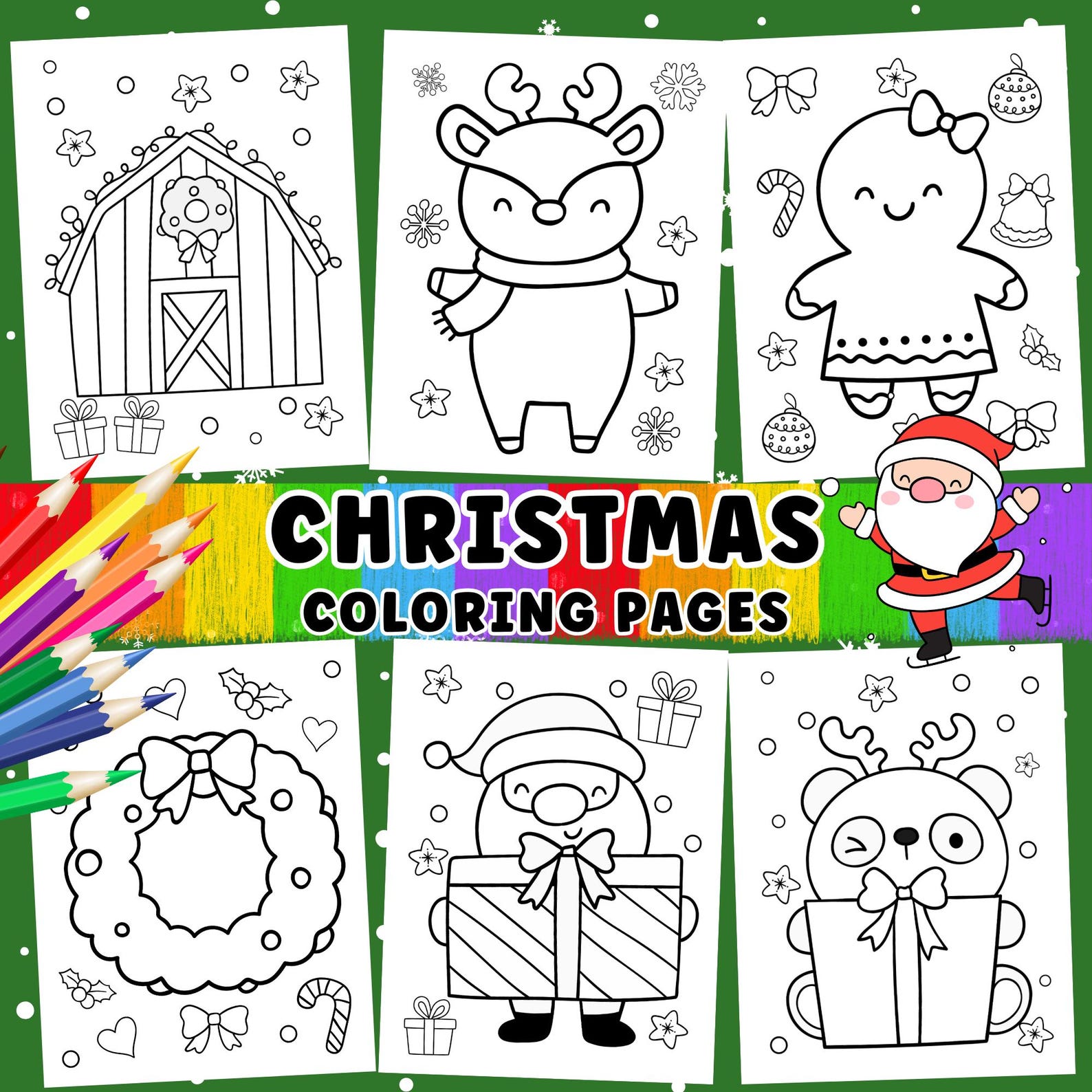 Christmas Coloring Page for Toddler Preschooler, Christmas Activity ...