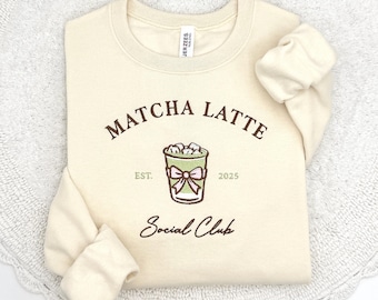 Embroidered Matcha Latte Club Sweatshirt | Green Tea Crewneck