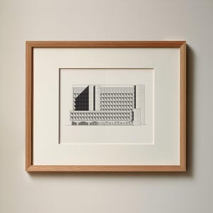 New York University Architectural Poster - Original Drawing | Marcel Breuer Facade | Modernist Art | Wall Decor