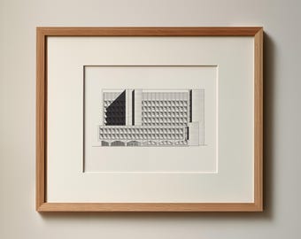 New York University Architectural Poster - Original Drawing | Marcel Breuer Facade | Modernist Art | Wall Decor
