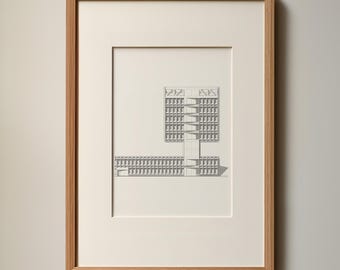 Brutalism architecture - Architectural wall art - Pirelli Tire Building - New Haven, USA