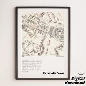 Carte de la ville antique de Rome - Impression numérique - Histoire de l'empire romain - Carte pédagogique - Forum romain - Mont Palatin - Amphithéâtre du Colisée