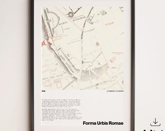 Ancient City of Rome Map – Digital Print – Roman Empire History – Educational map