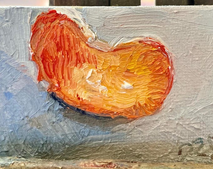 Original Small Oil Painting, Tangerine Still life | miniature 2x3”