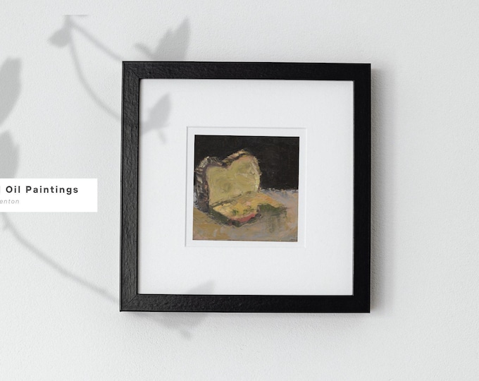Original Yellow Cake Impressionist Oil Painting | Small 6x6 Canvas Board Still Life Art | Sweet Dessert Decor