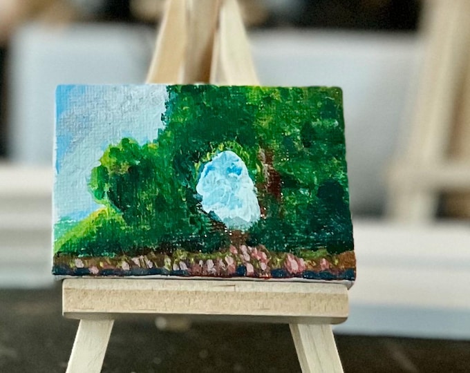 Acrylic 2x3” Mini Painting With Easel Original Artwork