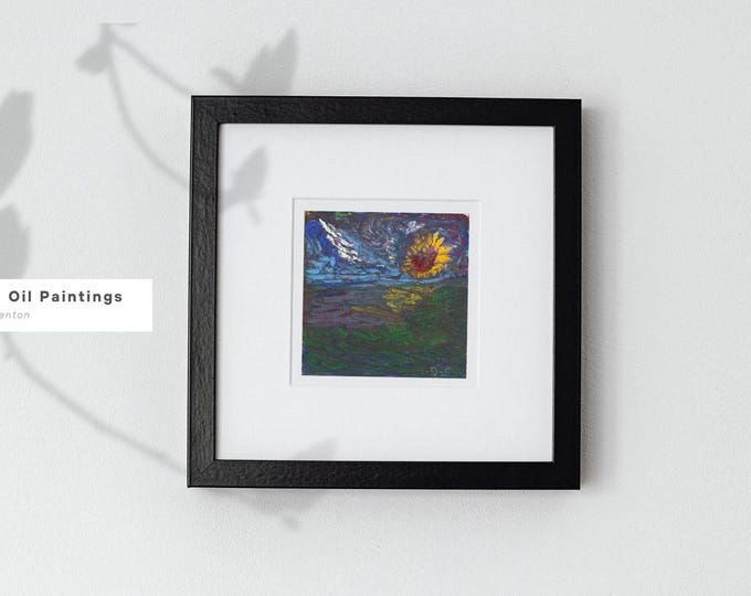 Original Oil Painting 6x6 Inches Winters End | Abstract Impasto Landscape