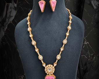 Uncut Polki Kundan Wedding Necklace Set: Sabyasachi Inspired Indian Jewelry