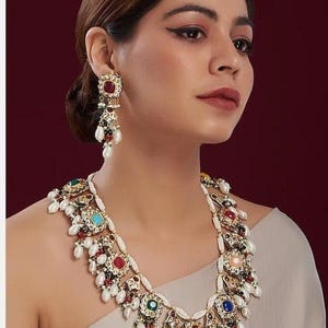 Sabyasachi Kundan Bridal Jewelry Set: Tanjore Necklace & Earrings