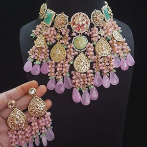 Sabyasachi inspired designer kundan set, green kundan choker, kundan bridal choker set, customizable kundan bridal sets, Royal kundan sets