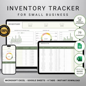 Inventory Tracker Spreadsheet for Small Business, Excel & Google Sheets Inventory Management Template Product Material Log Profit calculator