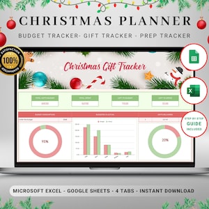 Christmas Planner Spreadsheet Template, Christmas Gift Tracker, Expense Organizer, Digital Xmas Budget  Planner, Google Sheets & Excel