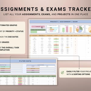 University Student Planner Spreadsheet 2025, College Assignment Tracker ...