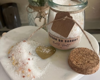 Sal de baño granulada del Himalaya, baño de spa natural, mezcla de sal del Himalaya y del Mar Muerto de Epsom, alivia los músculos, calma la mente e hidrata la piel