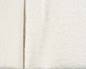 Ivory Jacquard Fabric for Home, Scroll Swirl Raised Pattern, By The Yard,