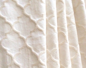 Natural Off-White Moroccan Quatrefoil Fabric for Upholstery and Draperies by the yard