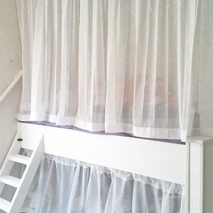 Voile Bunk Loft Bed Curtain, Semi Sheer in 8 Color Choices, Custom Made to Fit, RV Camper Caravan Glamping, Small Window,