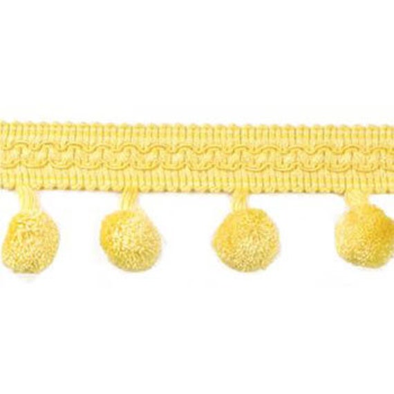 Vintage Embroidered Trim 1 1//2 inch wide Pom Pom Ball Fringe price per yard